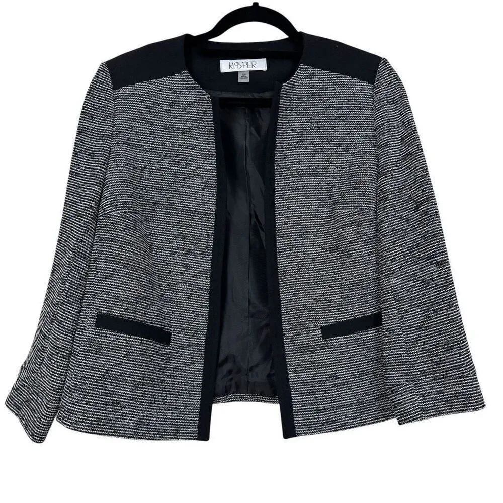 Kasper Tweed Collarless Jacket - Size 12P